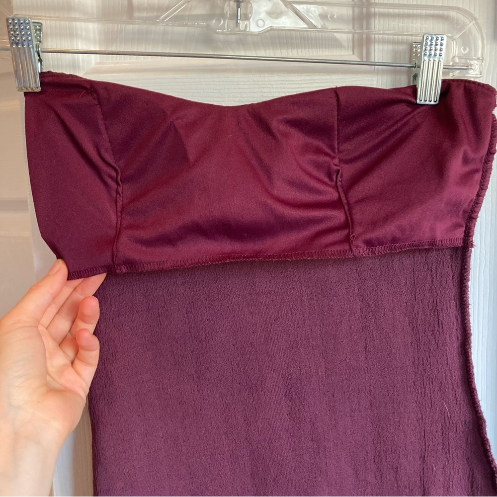Charlotte Russe smocked strapless/tube top, eggplant color, sweetheart neckline - Picture 6 of 7